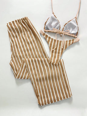 Conjunto Biquíni 3 Peças Tricô Elegante Ariela
