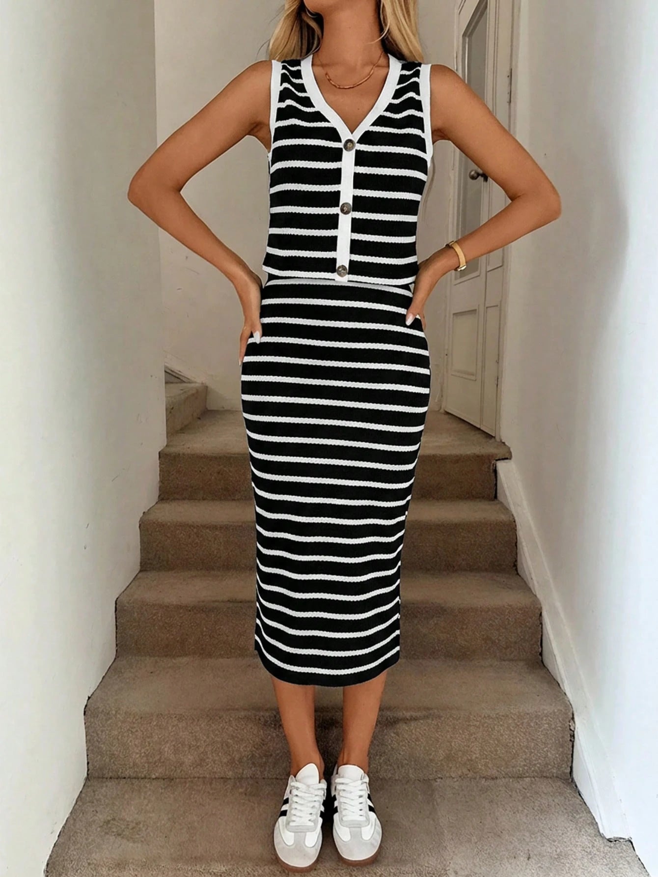 Conjunto 2 Peças Listrado e Elegante