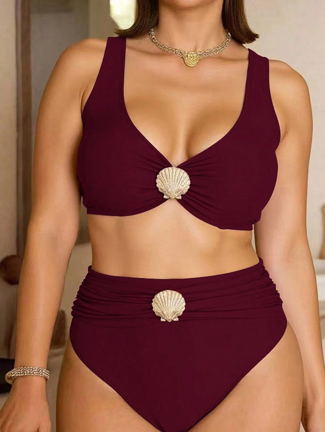 Biquíni Elegante Plus Size Concha 3D
