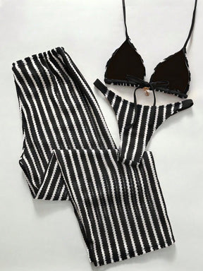 Conjunto Biquíni 3 Peças Tricô Elegante Ariela