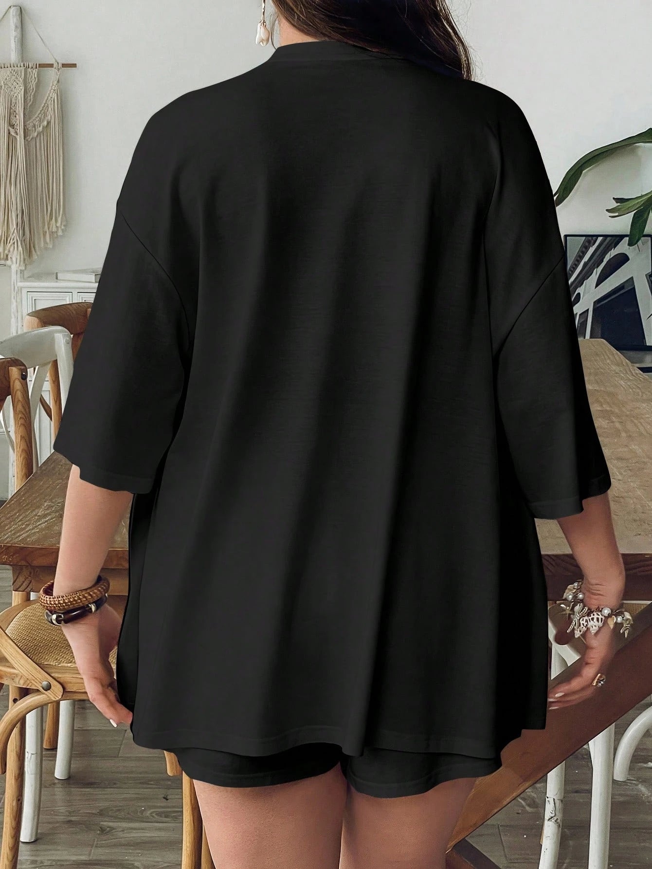Conjunto de Saída 2 Peças Plus Size Listrado