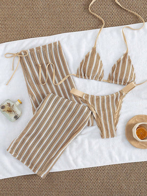 Conjunto Biquíni 3 Peças Tricô Rebeca