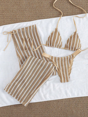Conjunto Biquíni 3 Peças Tricô Rebeca