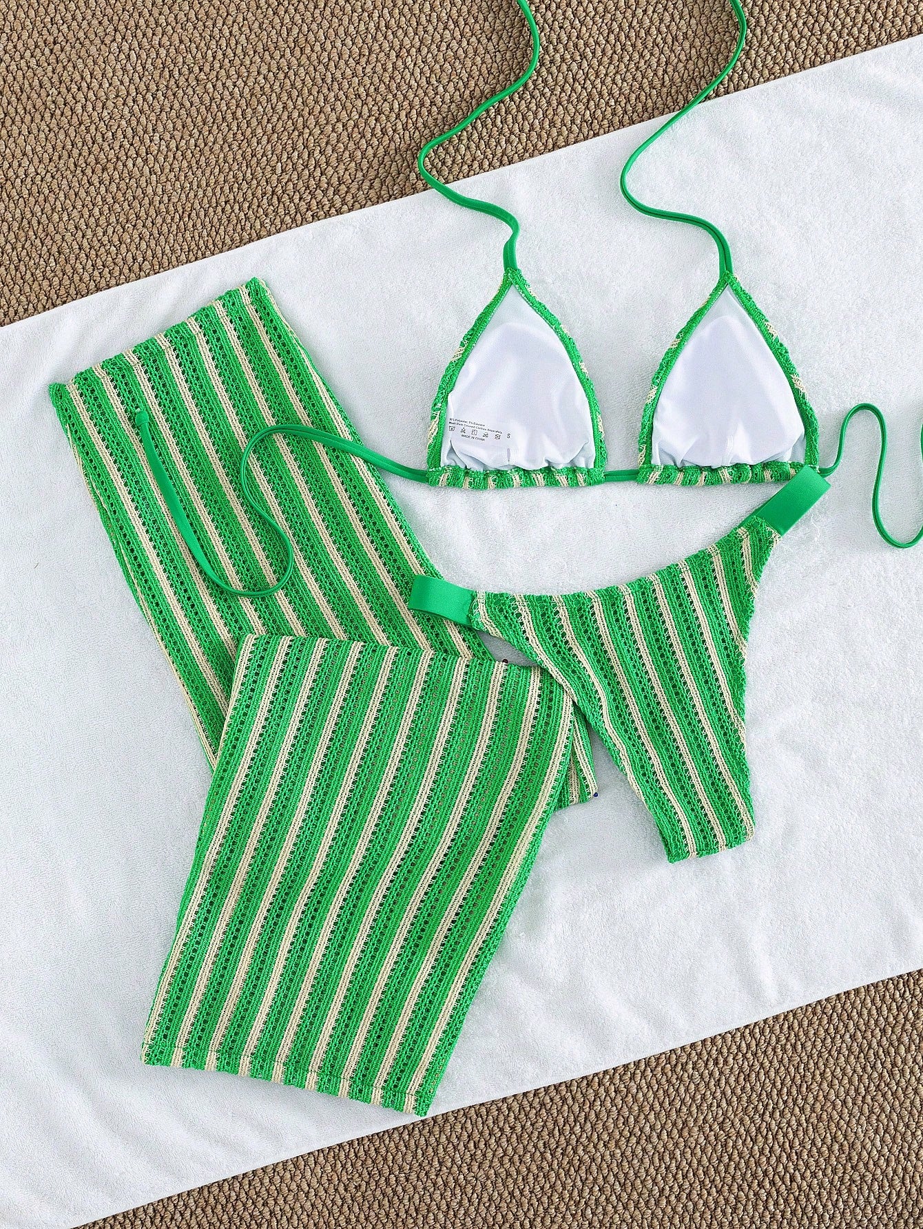 Conjunto Biquíni 3 Peças Tricô Rebeca