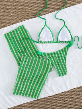 Conjunto Biquíni 3 Peças Tricô Rebeca