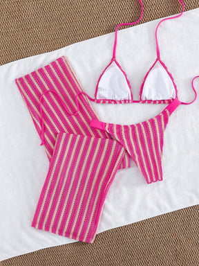 Conjunto Biquíni 3 Peças Tricô Rebeca