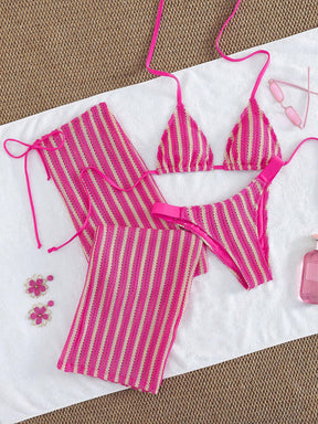 Conjunto Biquíni 3 Peças Tricô Rebeca
