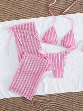 Conjunto Biquíni 3 Peças Tricô Rebeca