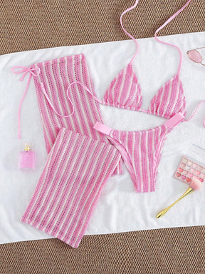 Conjunto Biquíni 3 Peças Tricô Rebeca
