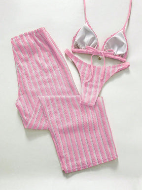 Conjunto Biquíni 3 Peças Tricô Elegante Ariela