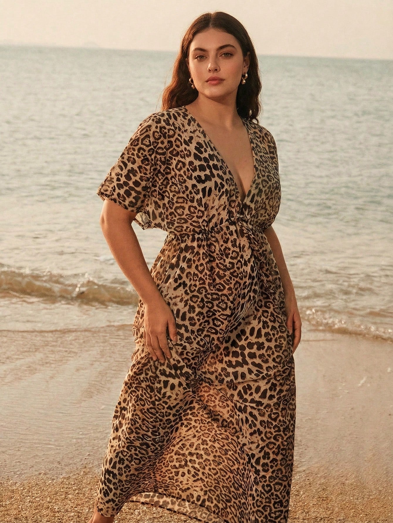 Saída de Praia Resort Leopardo Plus Size