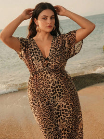 Saída de Praia Resort Leopardo Plus Size