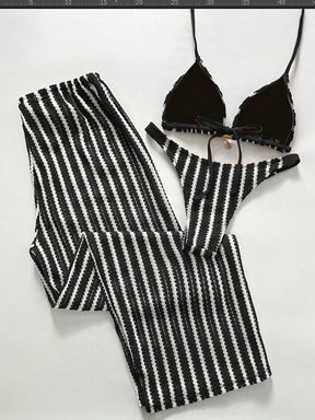 Conjunto Biquíni 3 Peças Tricô Elegante Ariela