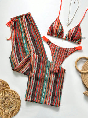 Conjunto Biquíni 3 Peças Tricô Elegante Ariela