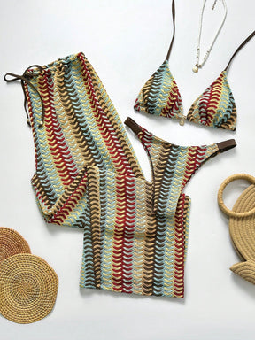 Conjunto Biquíni 3 Peças Tricô Elegante Ariela