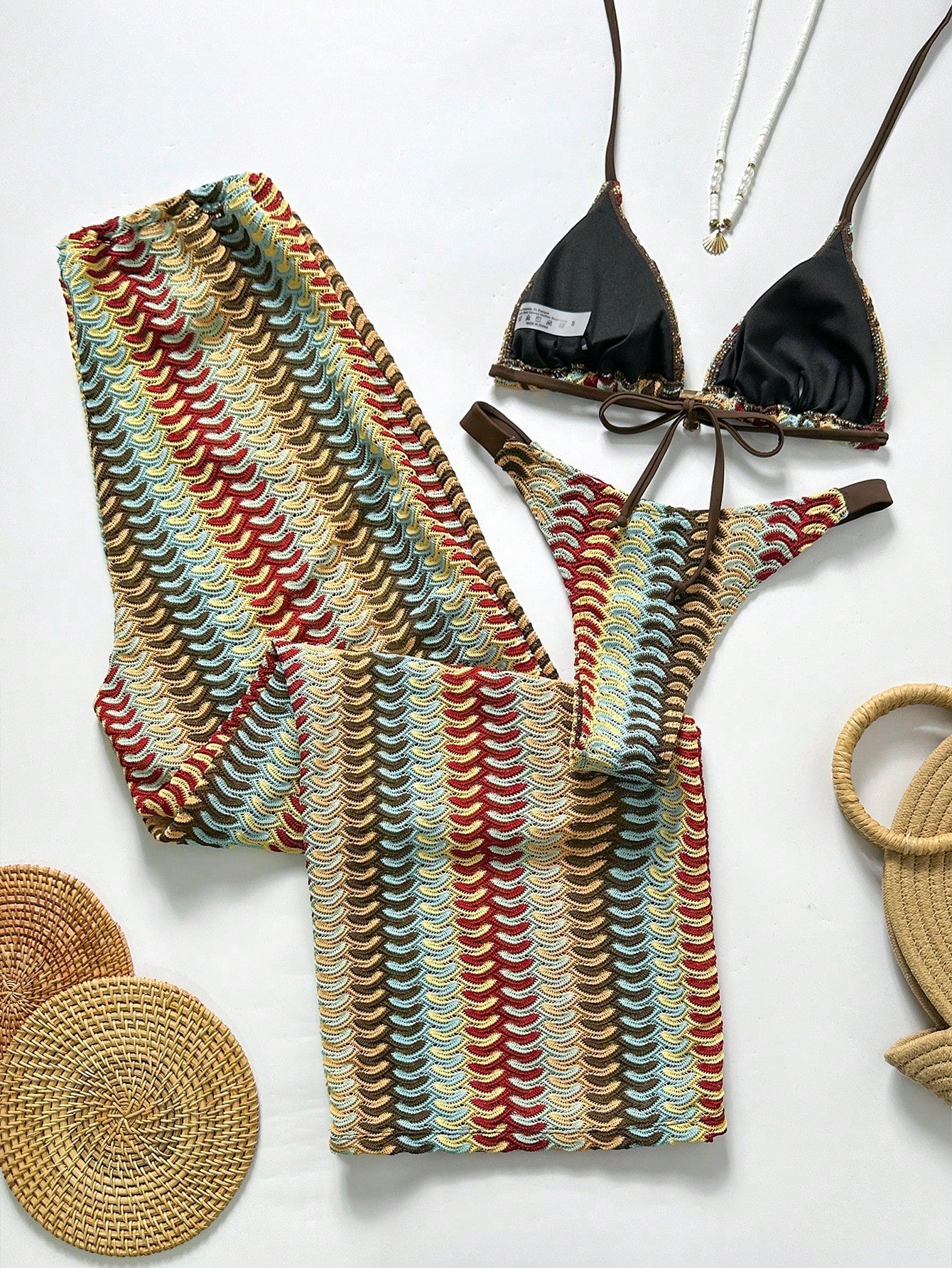 Conjunto Biquíni 3 Peças Tricô Elegante Ariela