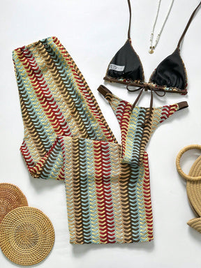 Conjunto Biquíni 3 Peças Tricô Elegante Ariela