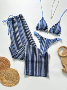 Conjunto Biquíni 3 Peças Tricô Elegante Ariela