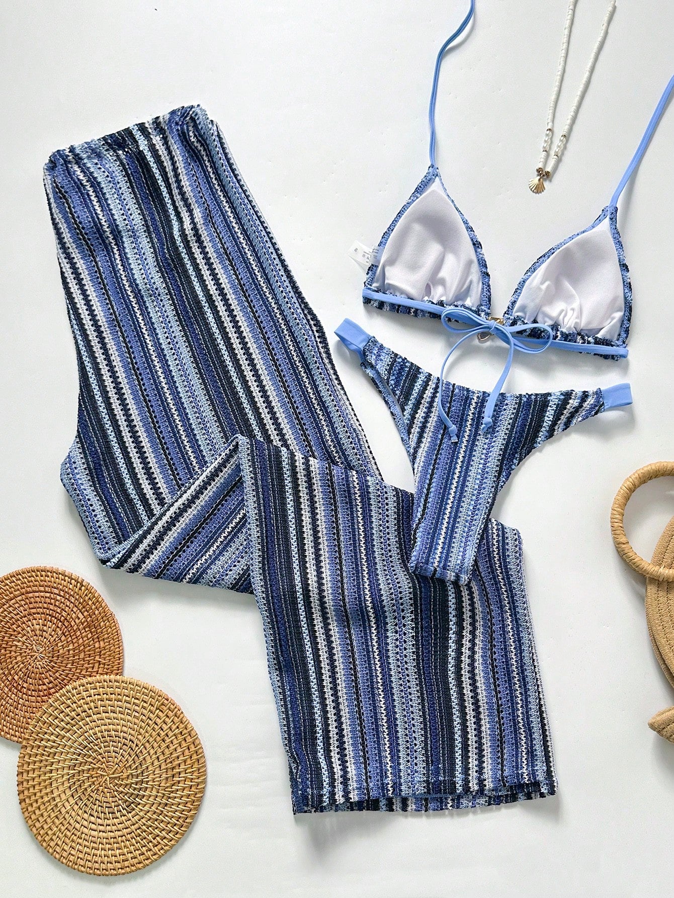 Conjunto Biquíni 3 Peças Tricô Elegante Ariela