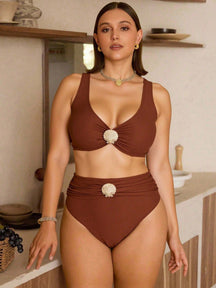Biquíni Elegante Plus Size Concha 3D