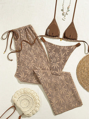 Conjunto Biquíni 3 Peças Renda Elegante Pérola M