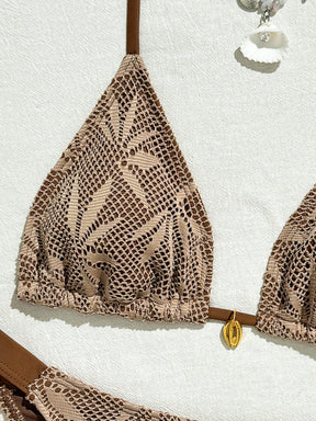 Conjunto Biquíni 3 Peças Renda Elegante Pérola M