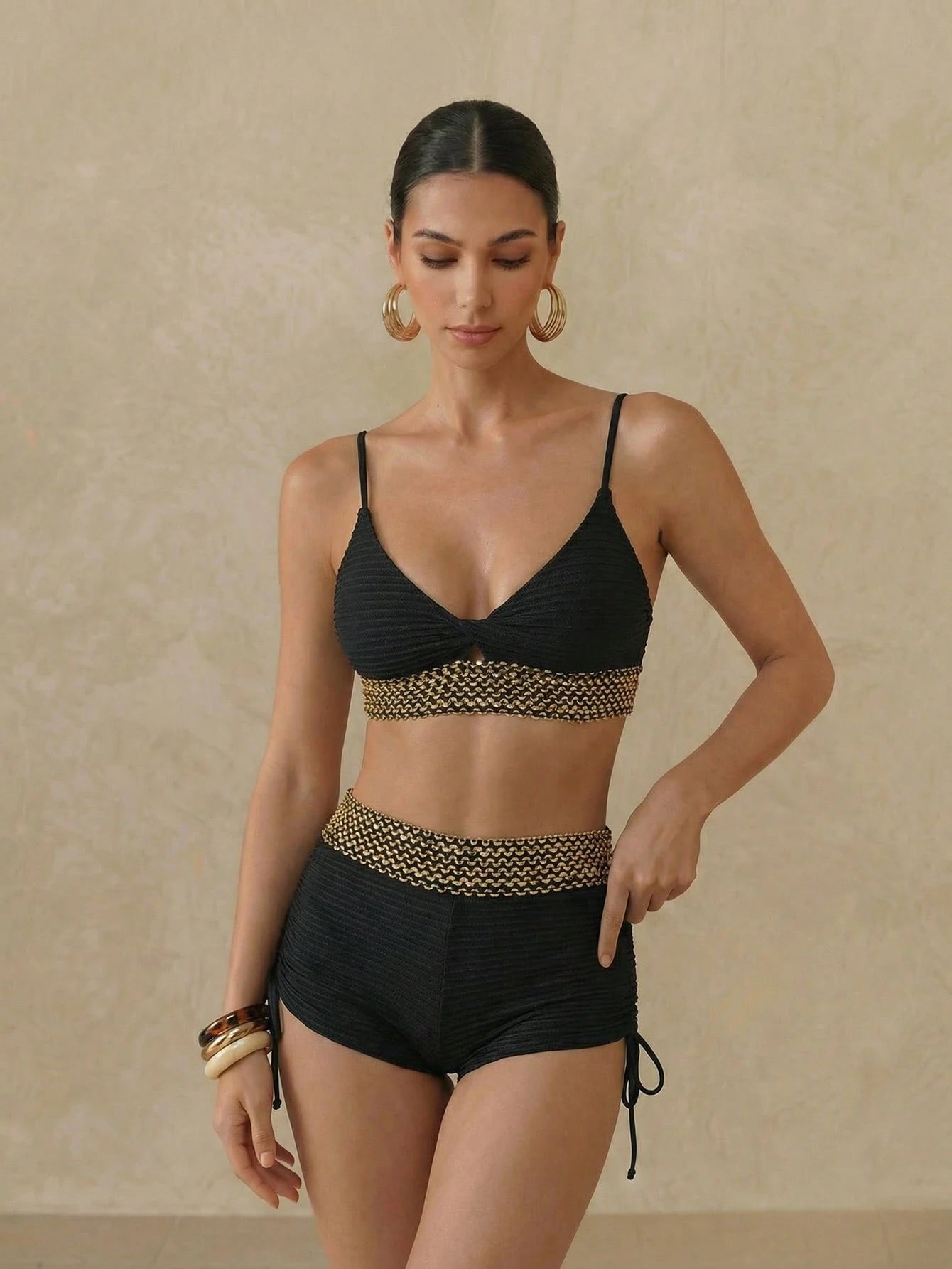 Conjunto Biquíni Shorts 2 Peças Texturizado Ana
