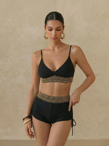 Conjunto Biquíni Shorts 2 Peças Texturizado Ana