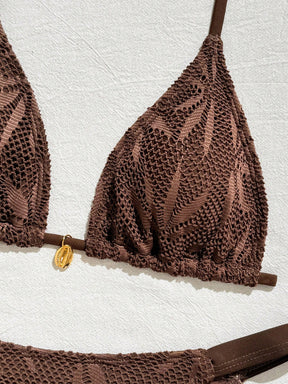 Conjunto Biquíni 3 Peças Renda Elegante Pérola