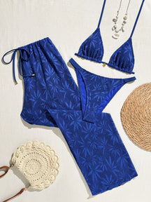 Conjunto Biquíni 3 Peças Renda Elegante Pérola