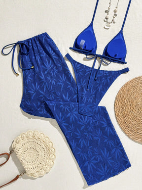 Conjunto Biquíni 3 Peças Renda Elegante Pérola