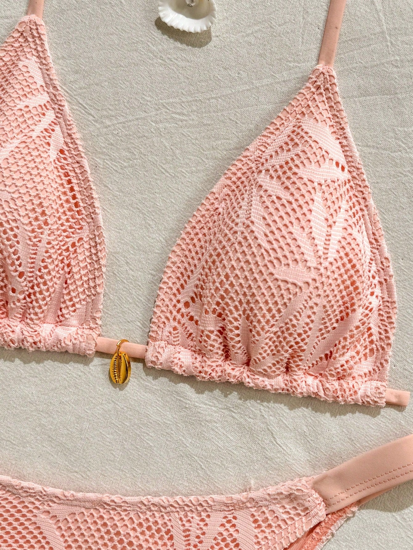 Conjunto Biquíni 3 Peças Renda Elegante Pérola