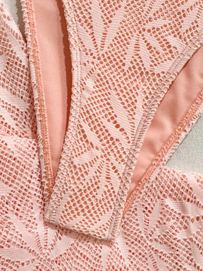 Conjunto Biquíni 3 Peças Renda Elegante Pérola
