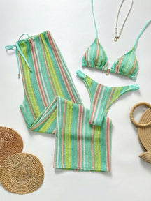 Conjunto Biquíni 3 Peças Tricô Elegante Ariela