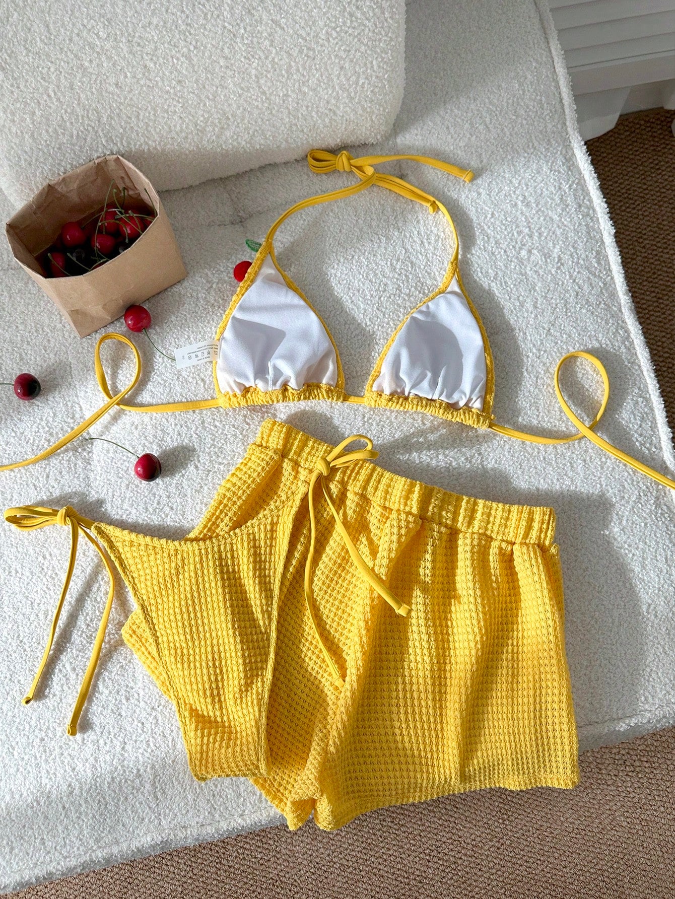 Conjunto Biquíni 3 Peças Tricô Eva