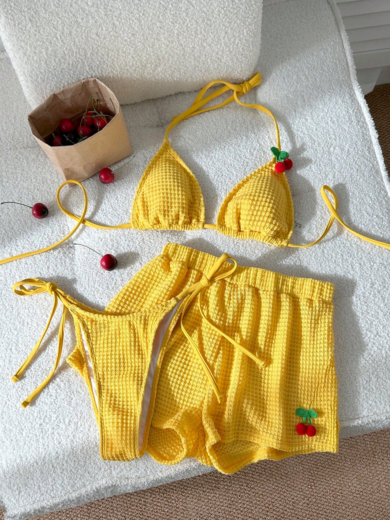 Conjunto Biquíni 3 Peças Tricô Eva