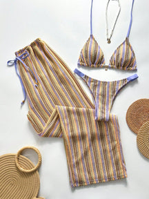 Conjunto Biquíni 3 Peças Tricô Elegante Ariela