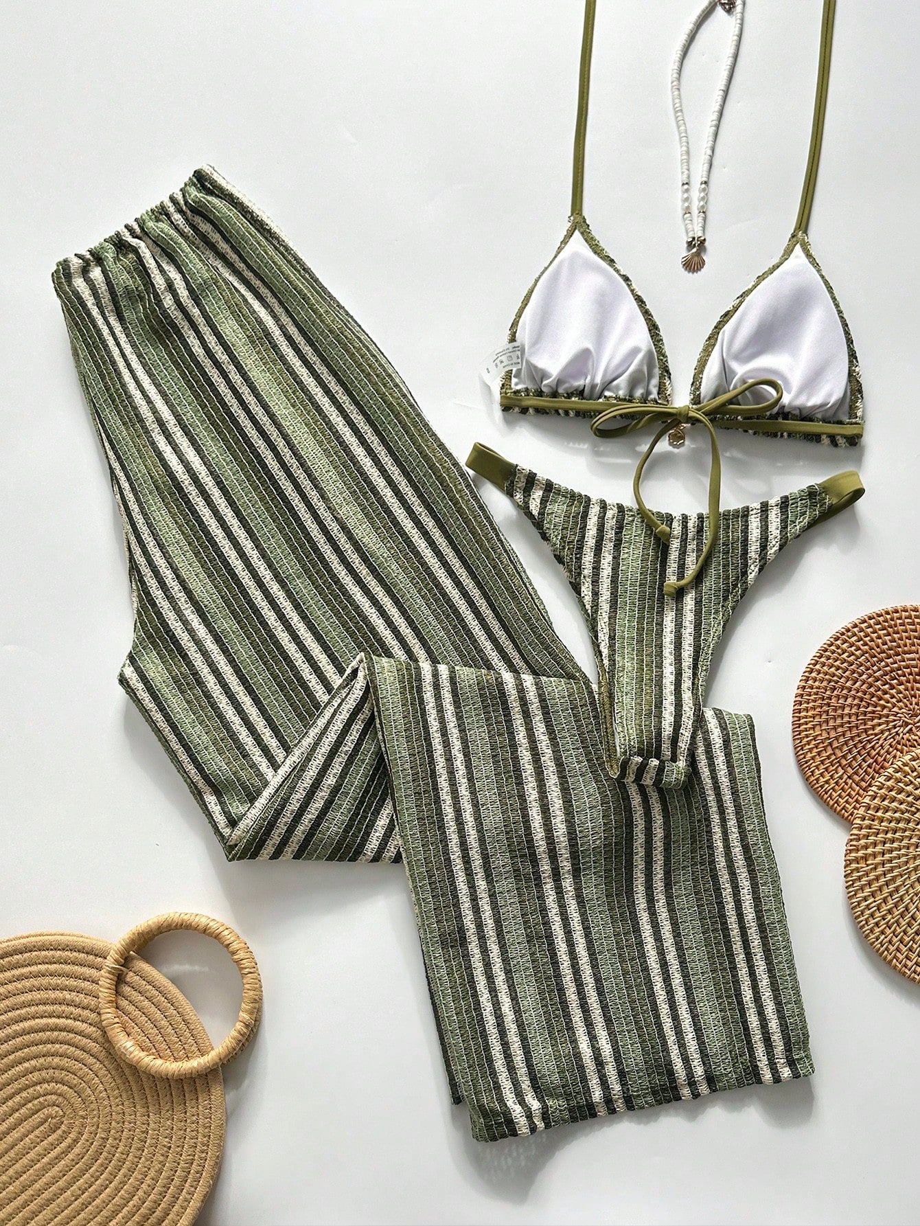 Conjunto Biquíni 3 Peças Tricô Elegante Ariela