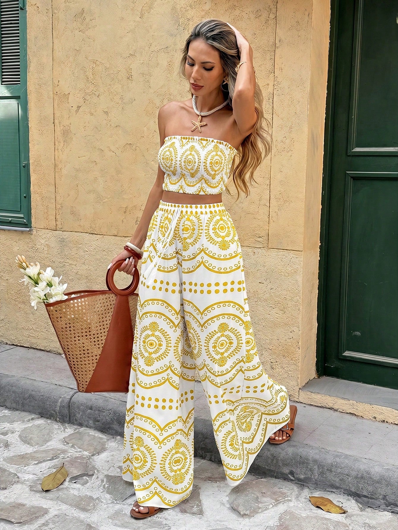 Conjunto 2 Peças Cropped Calça Pantalona Stella