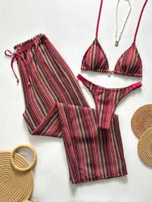 Conjunto Biquíni 3 Peças Tricô Elegante Ariela