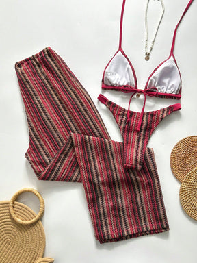 Conjunto Biquíni 3 Peças Tricô Elegante Ariela
