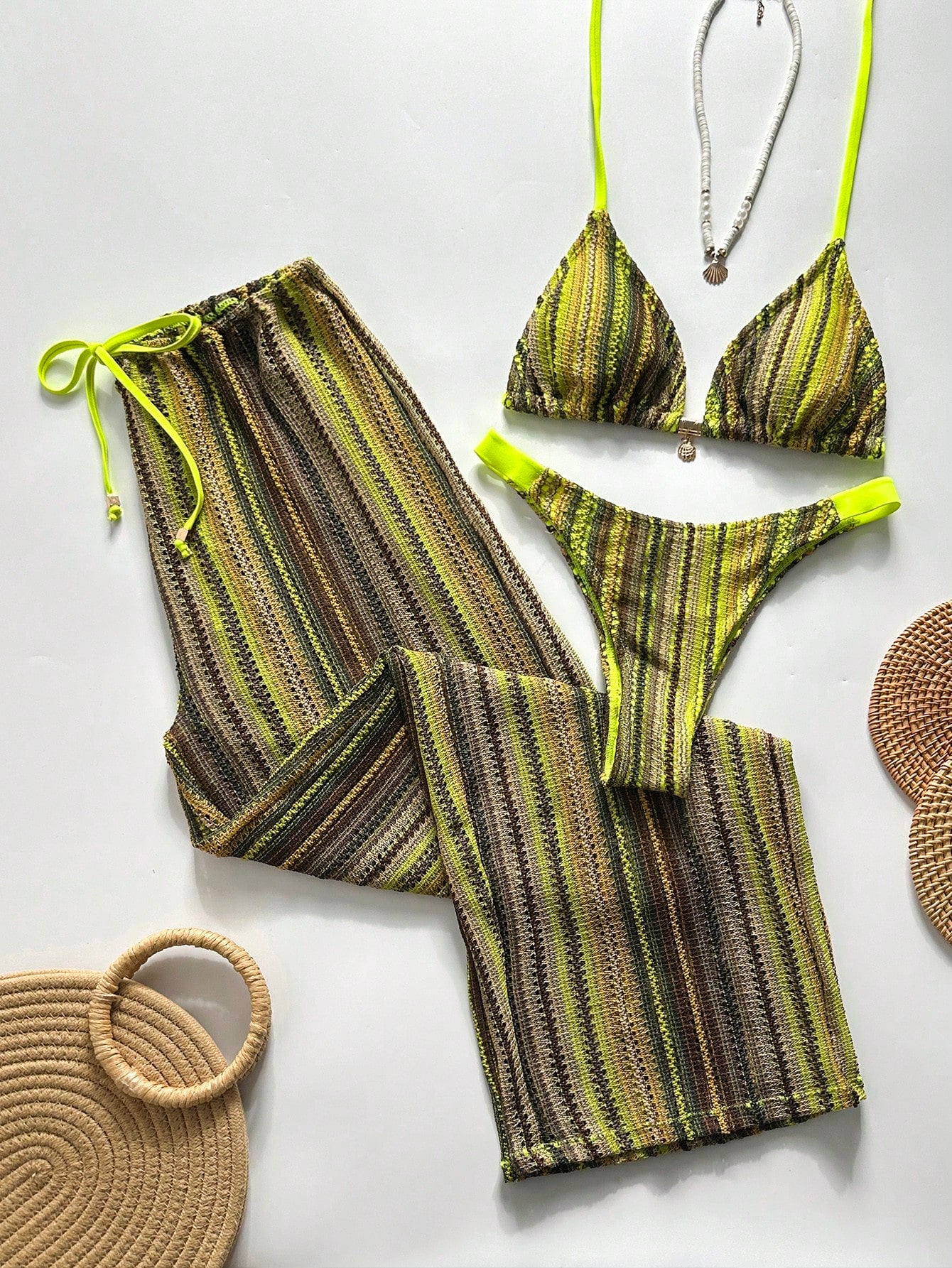 Conjunto Biquíni 3 Peças Tricô Elegante Ariela