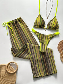 Conjunto Biquíni 3 Peças Tricô Elegante Ariela