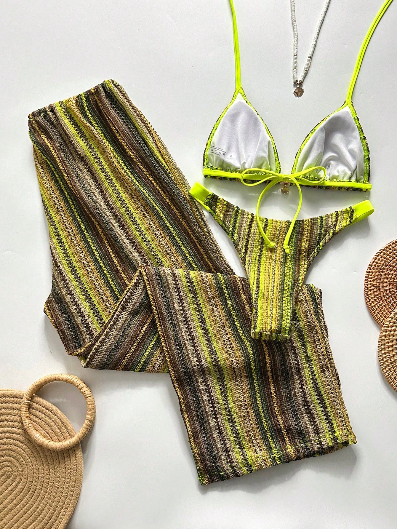 Conjunto Biquíni 3 Peças Tricô Elegante Ariela