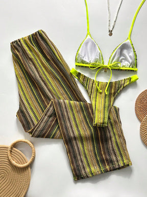 Conjunto Biquíni 3 Peças Tricô Elegante Ariela
