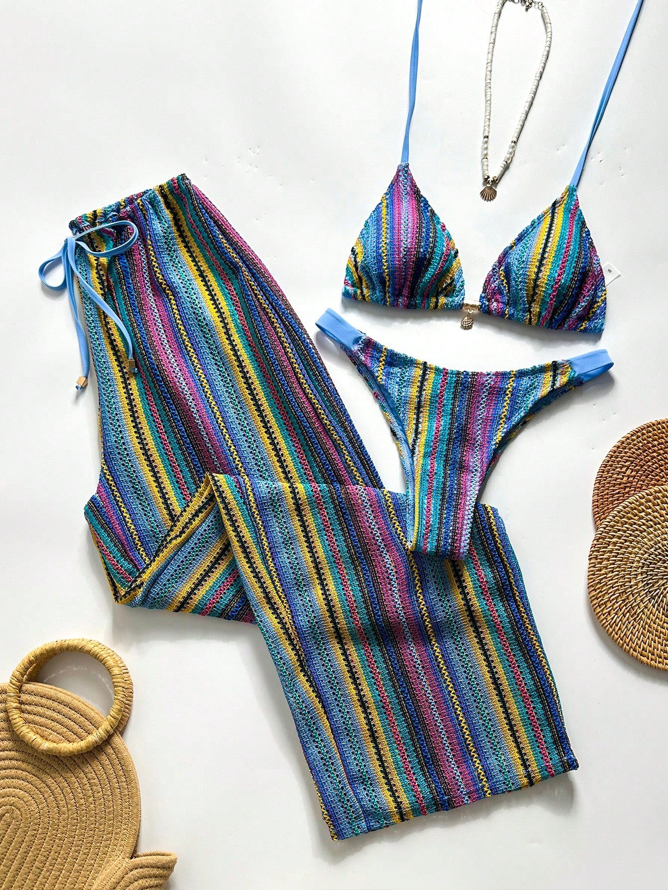 Conjunto Biquíni 3 Peças Tricô Elegante Ariela