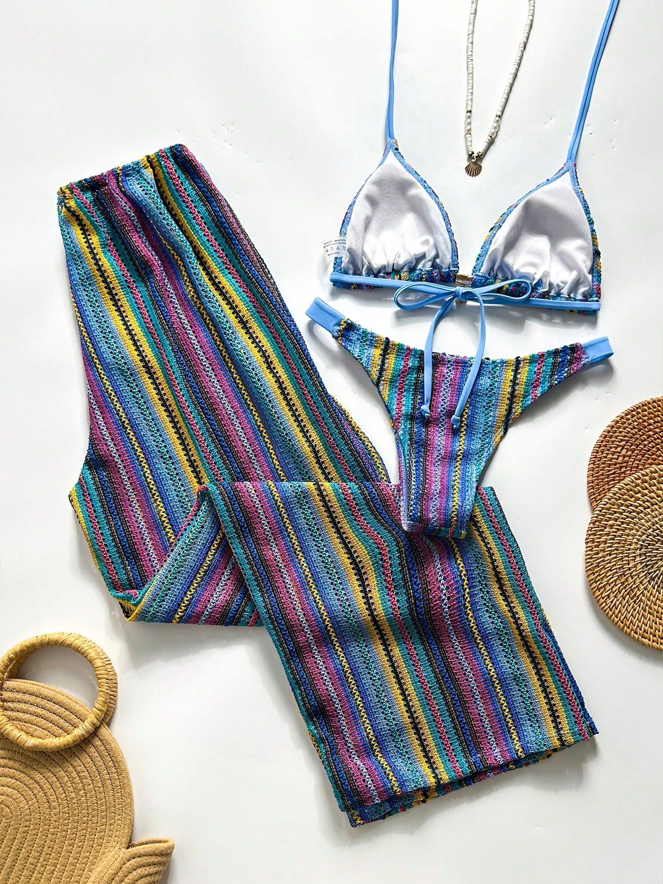 Conjunto Biquíni 3 Peças Tricô Elegante Ariela