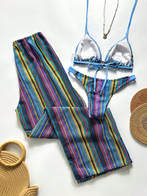 Conjunto Biquíni 3 Peças Tricô Elegante Ariela
