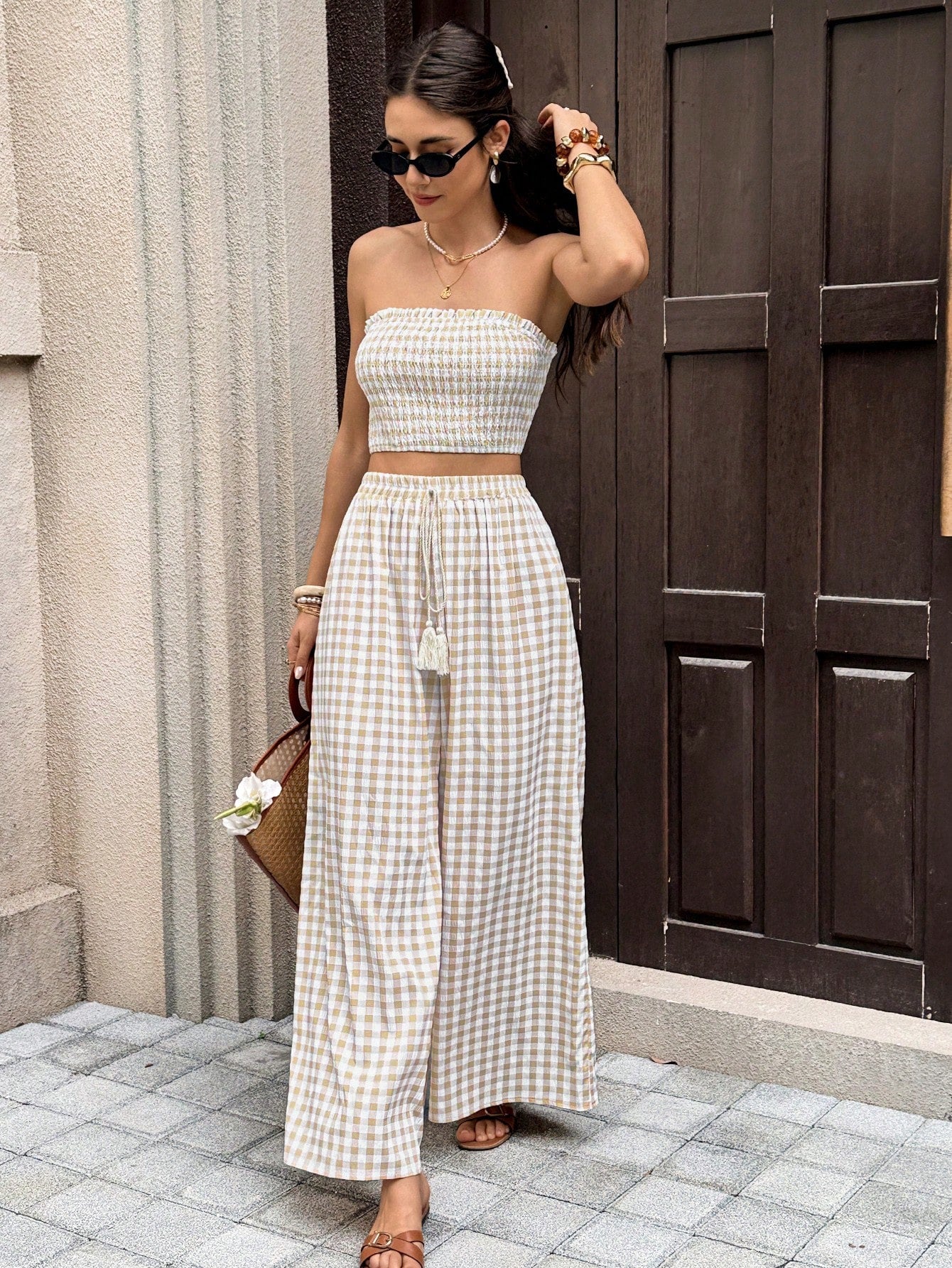 Conjunto 2 Peças Cropped Calça Pantalona Stella
