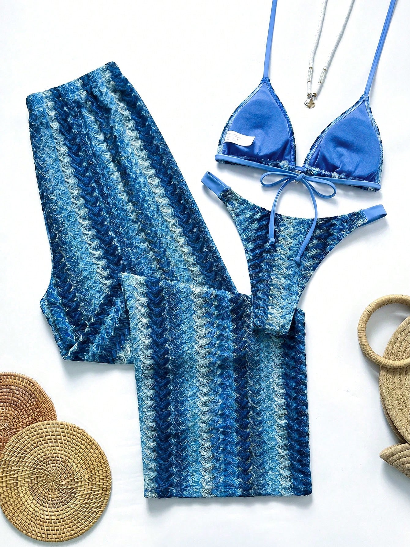 Conjunto Biquíni 3 Peças Tricô Elegante Ariela